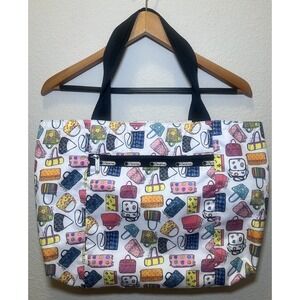 LESPORTSAC White Multi Color  Purse Print Nylon Shoulder Bag